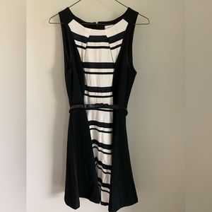 Elle Black & White A-line Belted Dress Sz2
